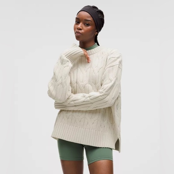 lululemon athletica Sweaters - Lululemon Cable-Knit Oversized Crewneck